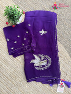 Purple Pure Chiffon Zari Embroidery Saree for Sangeet Night | Luxury Edit