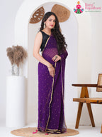 Green PureChiffon saree with Mirror side drape view