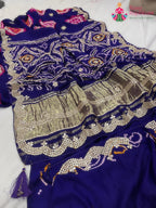 complete look of purple pure gajji silk gota patti saree 