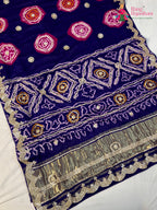 Purple Gajji Silk Gota Patti Gharchola Saree for Wedding Guest | Festive Pick
