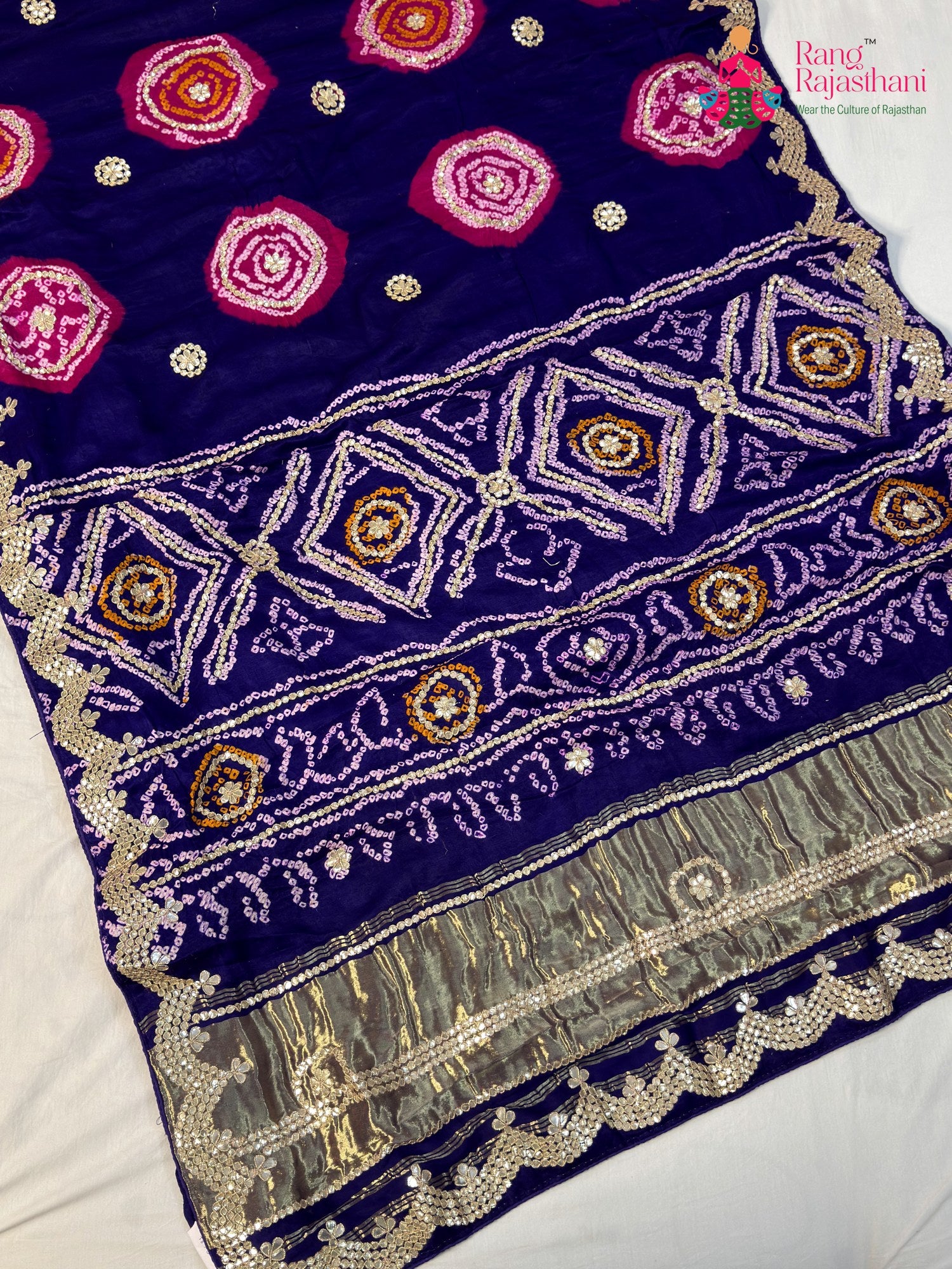 Purple Gajji Silk Gota Patti Gharchola Saree for Wedding Guest | Festive Pick