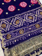 Purple Gajji Silk Gota Patti Gharchola Saree for Wedding Guest | Festive Pick