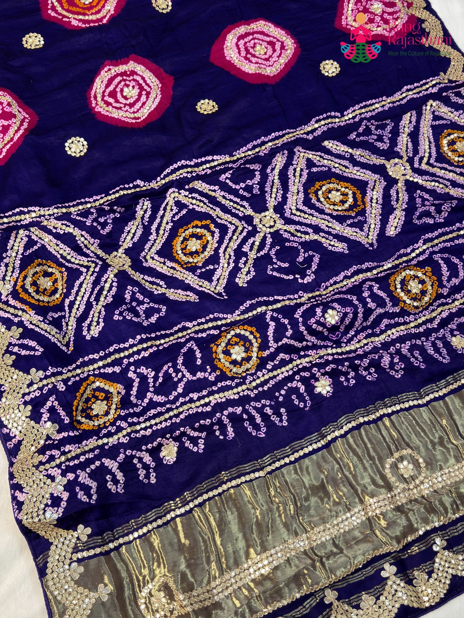 Purple Gajji Silk Gota Patti Gharchola Saree for Wedding Guest | Festive Pick