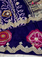 Purple Gajji Silk Gota Patti Gharchola Saree for Wedding Guest | Festive Pick