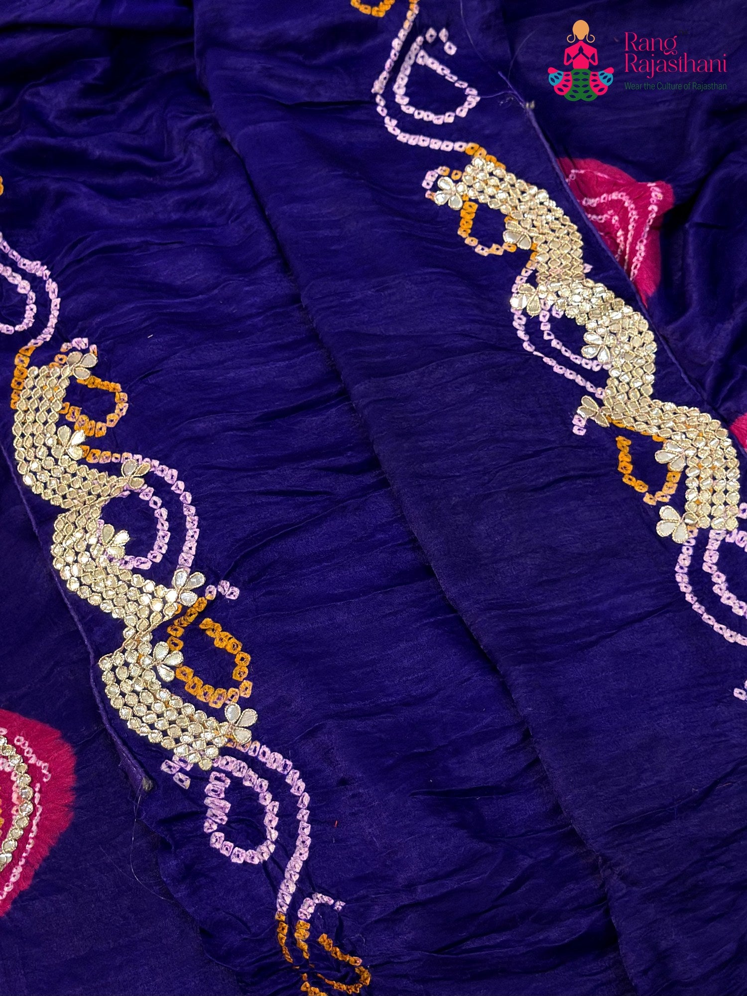 Purple Gajji Silk Gota Patti Gharchola Saree for Wedding Guest | Festive Pick