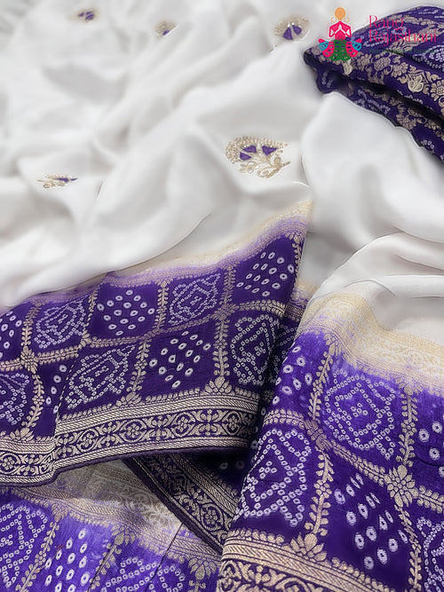 Purple Pure Ho Silk Bandhani Chunri Saree for Wedding Guest | Signature Edit main-image
