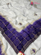 pallu detailing of purple pure ho silk gharchola saree