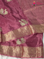 close up view of purple pure ho silk sequin saree