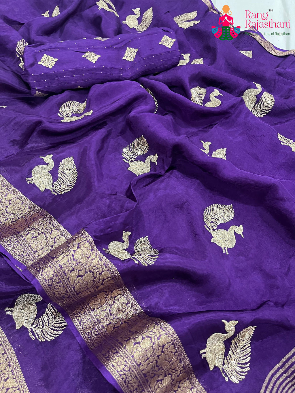 Purple Pure HO Silk Sequin Work Saree : Smooth Glow