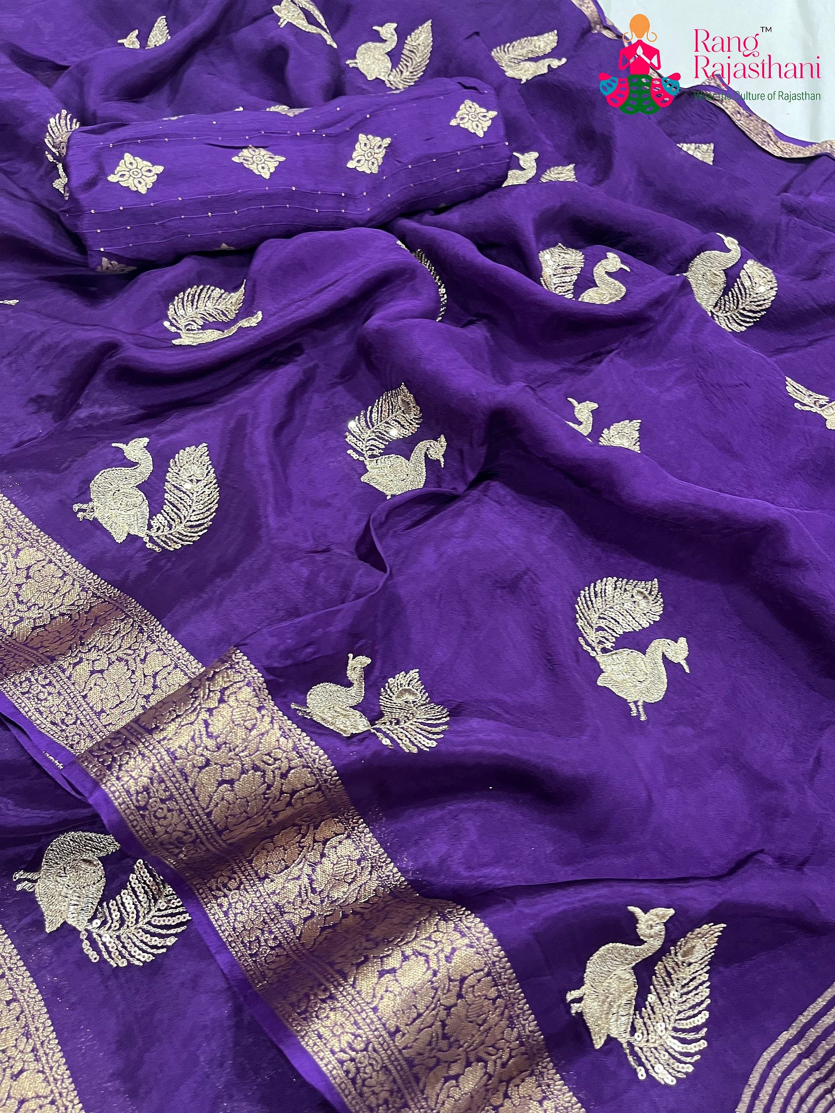 Purple Pure HO Silk Sequin Work Saree : Smooth Glow