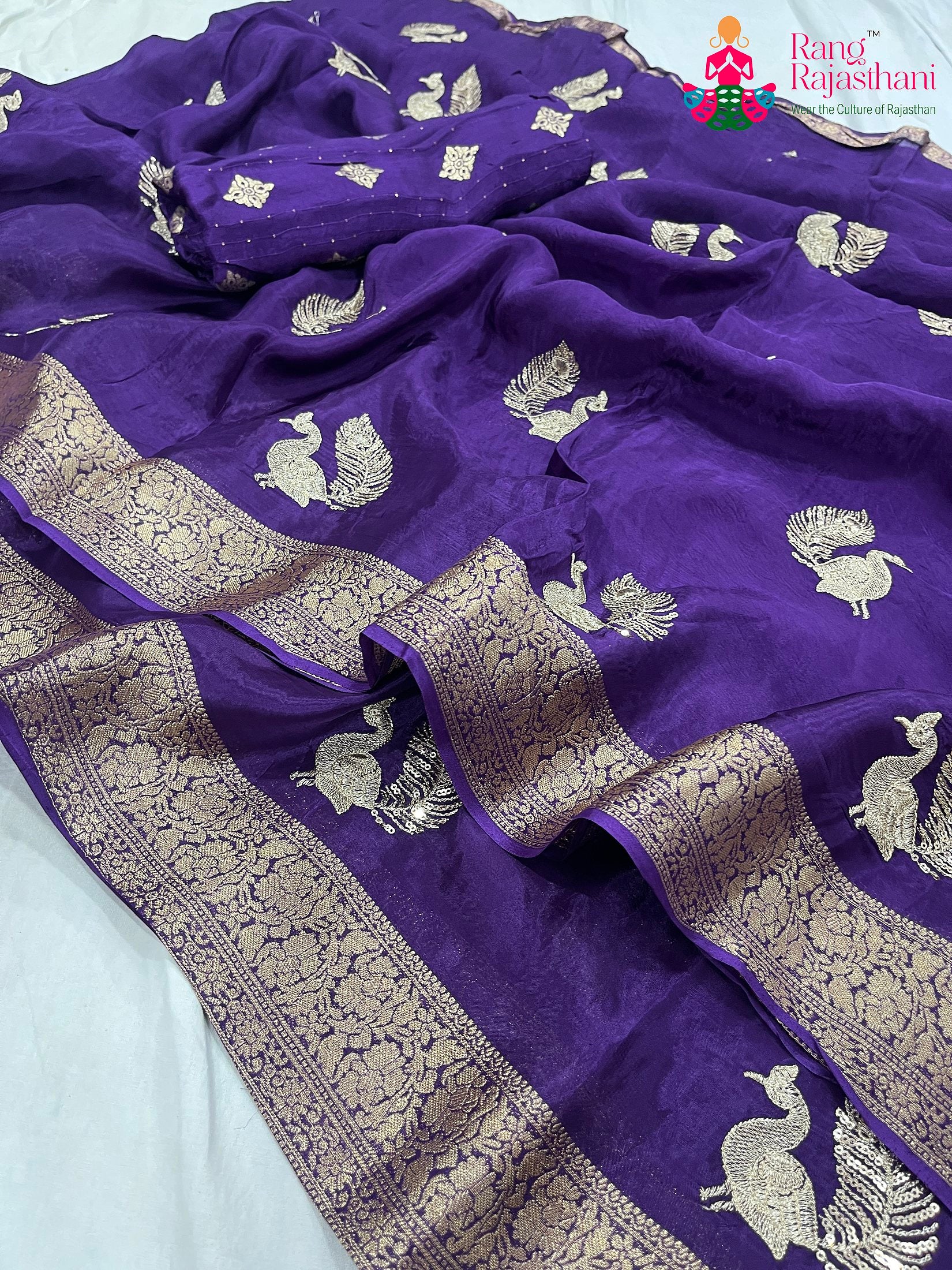 Purple Pure HO Silk Sequin Work Saree : Smooth Glow