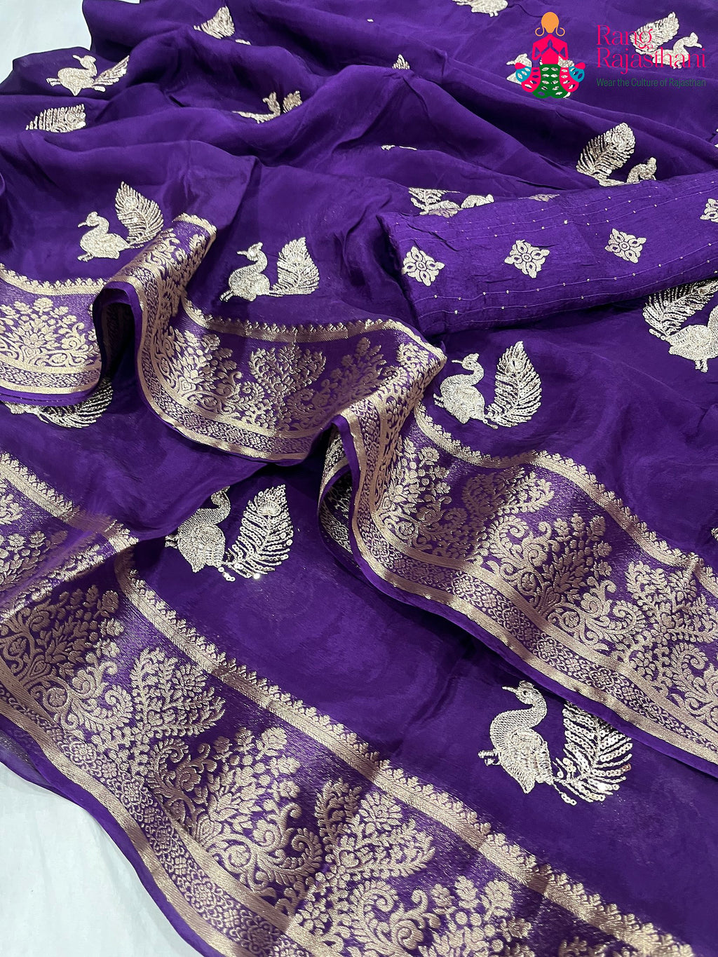 Purple Pure HO Silk Sequin Work Saree : Smooth Glow