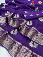 Purple Pure HO Silk Sequin Work Saree : Smooth Glow