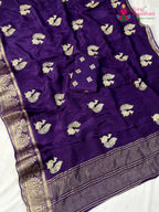 purple pure ho silk sequin saree ethnic wear by Rang Rajasthani