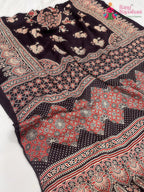 Purple Pure Modal Silk Ajarakh Print Saree : Smooth Charm