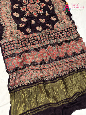 Purple Modal Ajrakh Print Saree for Casual | Wedding Collection