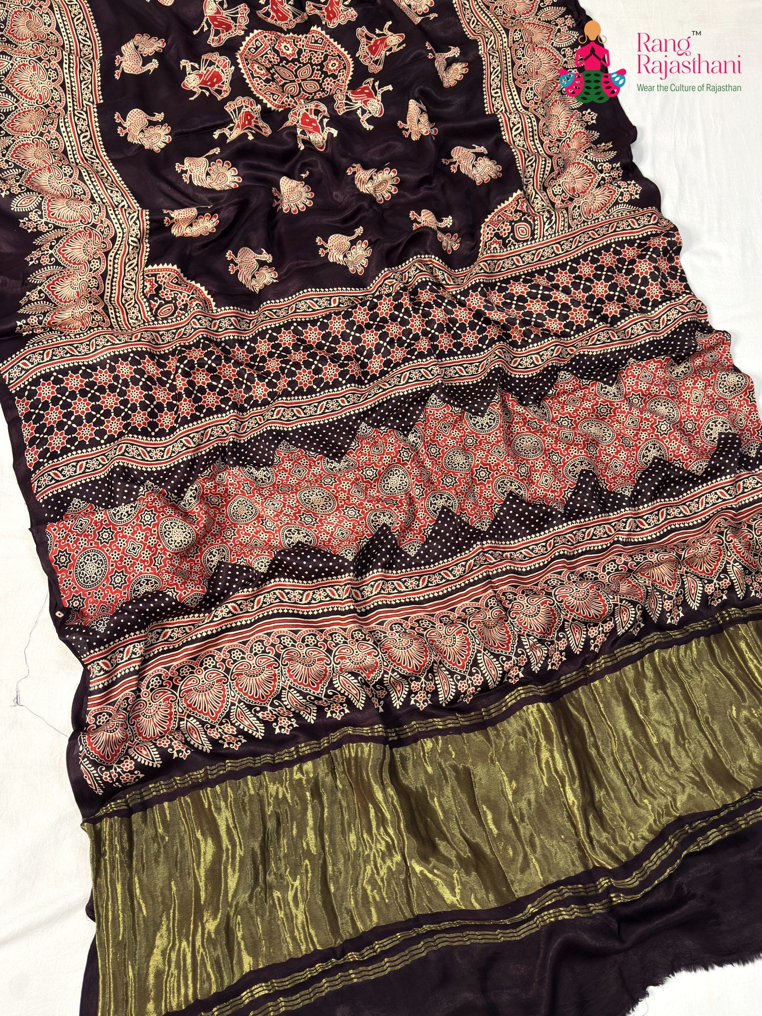 Purple Modal Ajrakh Print Saree for Casual | Wedding Collection
