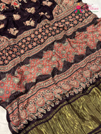 purple pure modal silk ajarakh print saree ethnic wear by Rang Rajasthani