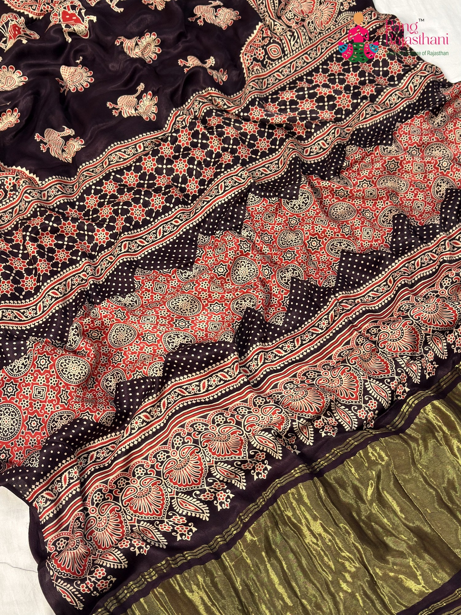 Purple Modal Ajrakh Print Saree for Casual | Wedding Collection