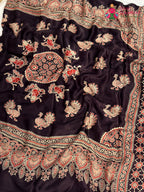 border detail of purple pure modal silk ajarakh print saree