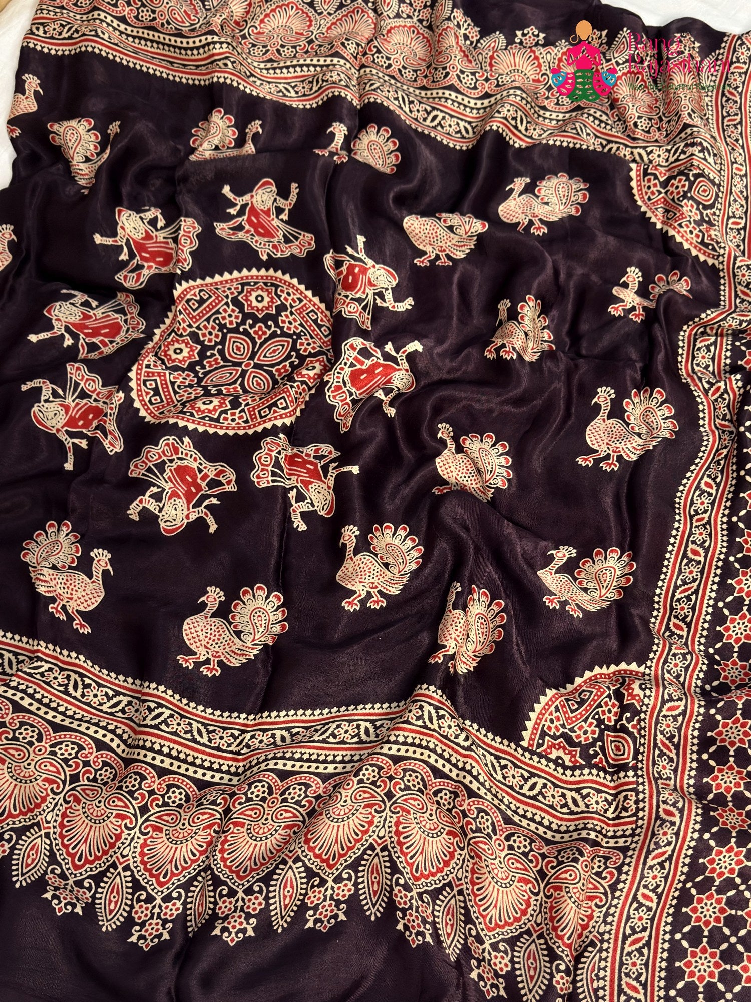 Purple Modal Ajrakh Print Saree for Casual | Wedding Collection
