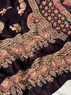 close up view of purple pure modal silk ajarakh print saree