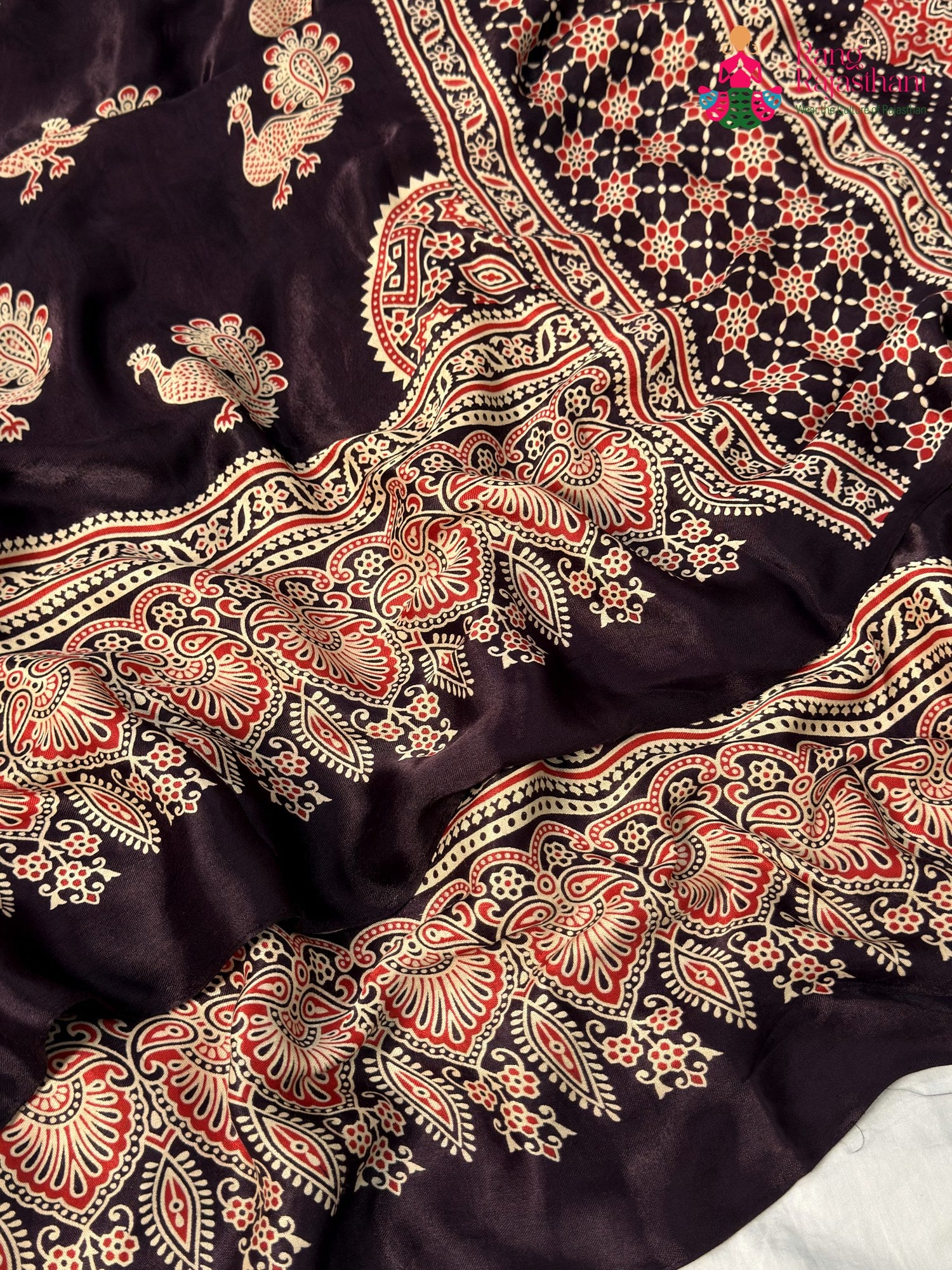 Purple Modal Ajrakh Print Saree for Casual | Wedding Collection