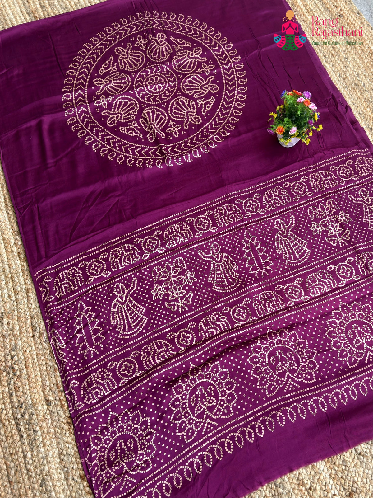 Purple Pure Modal Silk Ajrakh Print Saree for Festive Celebration | Premium Drape