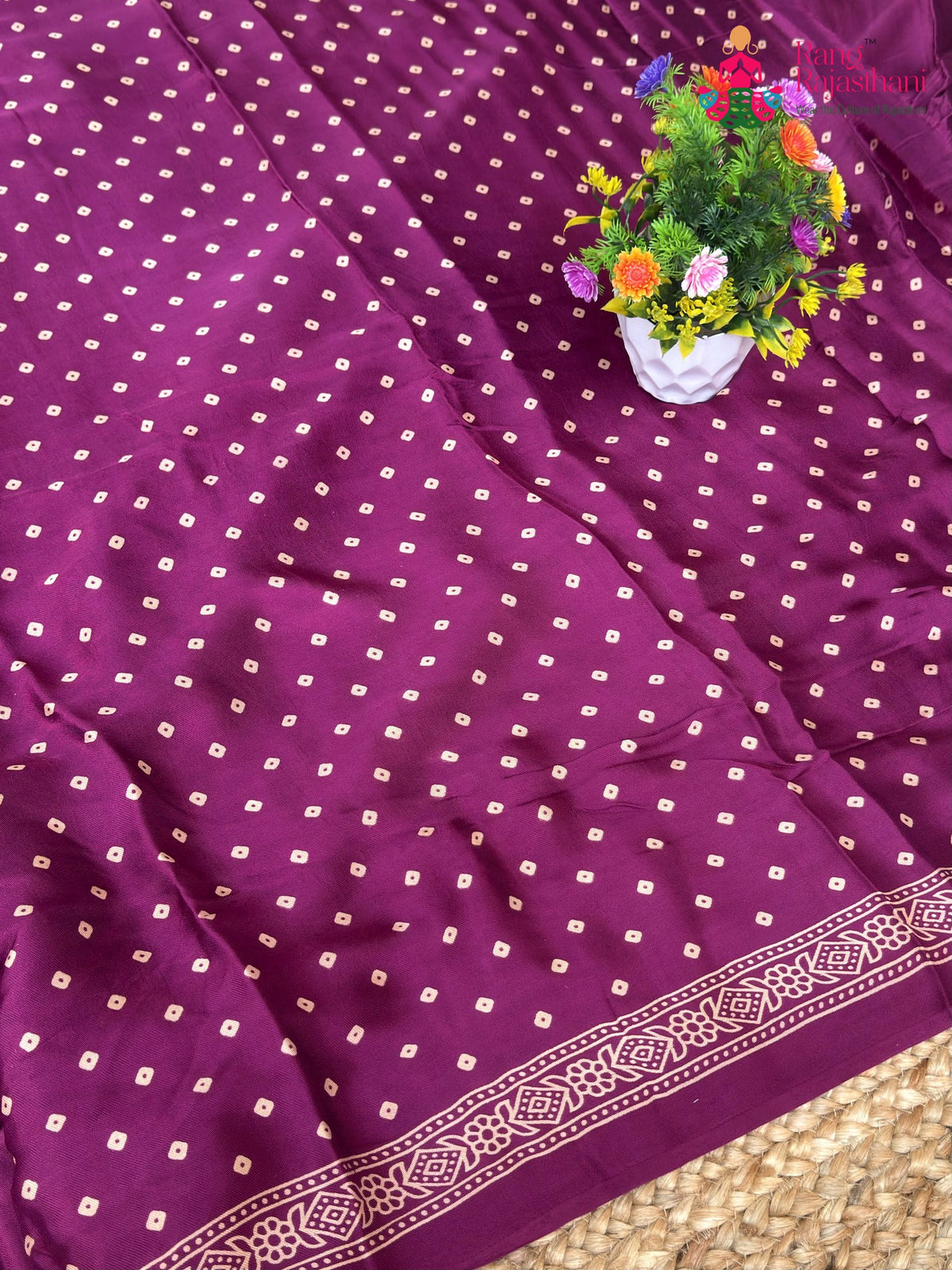 Purple Pure Modal Silk Ajrakh Print Saree for Festive Celebration | Premium Drape