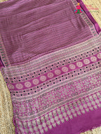 Purple Pure Modal Silk Ajrakh Print Saree for Family Occasions | Wedding Edit