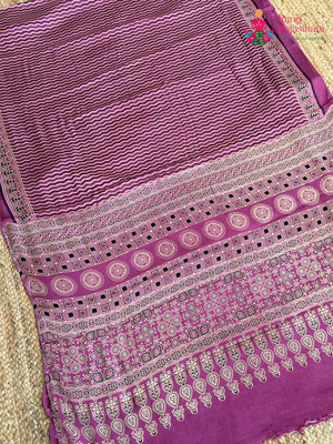 Purple Pure Modal Silk Ajrakh Print Saree for Family Occasions | Wedding Edit