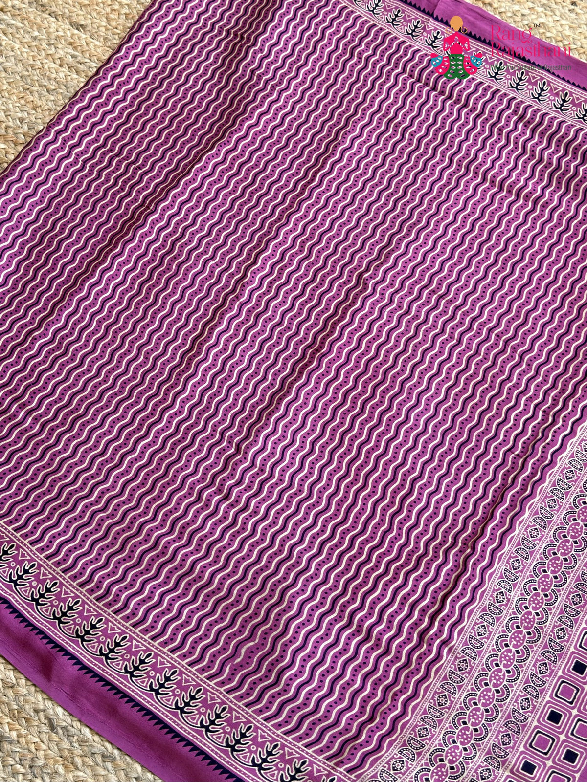 Purple Pure Modal Silk Ajrakh Print Saree for Family Occasions | Wedding Edit