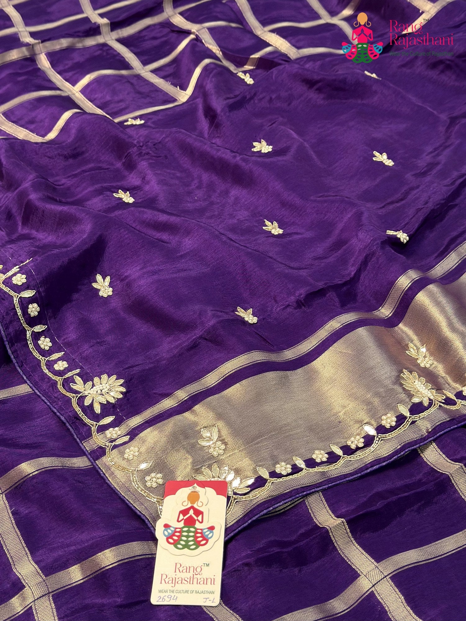 Purple Pure Russian Silk Gota Patti Gharchola Saree for Wedding Guest | Designer Collection