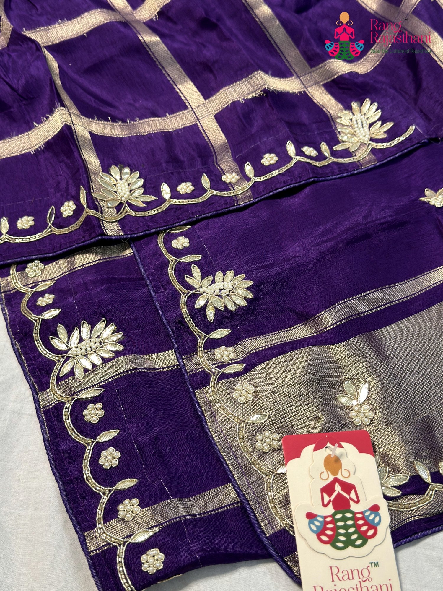 Purple Pure Russian Silk Gota Patti Gharchola Saree for Wedding Guest | Designer Collection