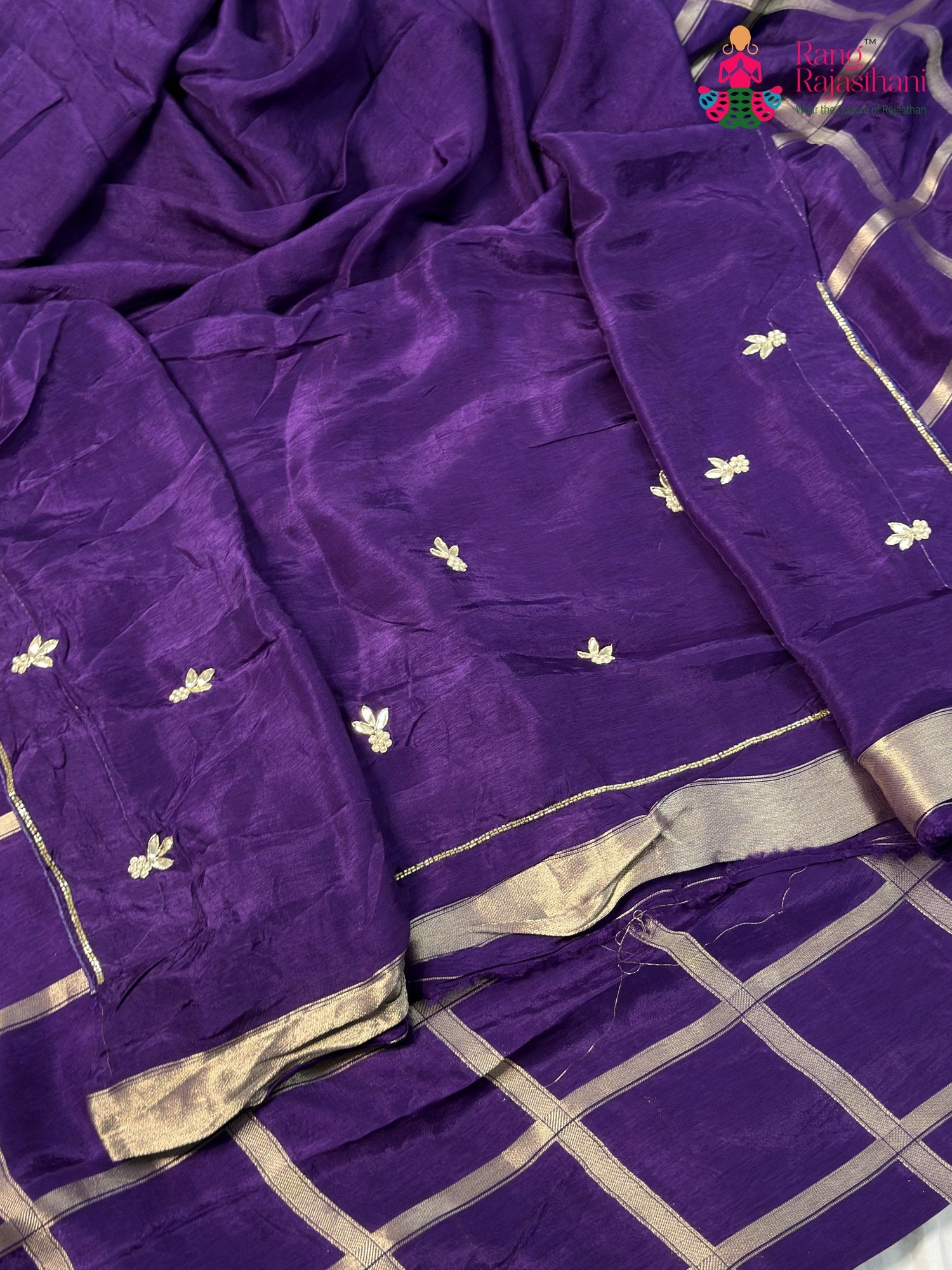 Purple Pure Russian Silk Gota Patti Gharchola Saree for Wedding Guest | Designer Collection