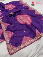 Purple Pure Russian Silk Gota Patti Work Saree : Soft Balance