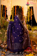 Purple Pure Russian Silk Hand Work Saree for Mehendi Ceremony | Premium Collection