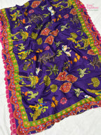 purple pure russian silk sequin saree by Rang Rajasthani