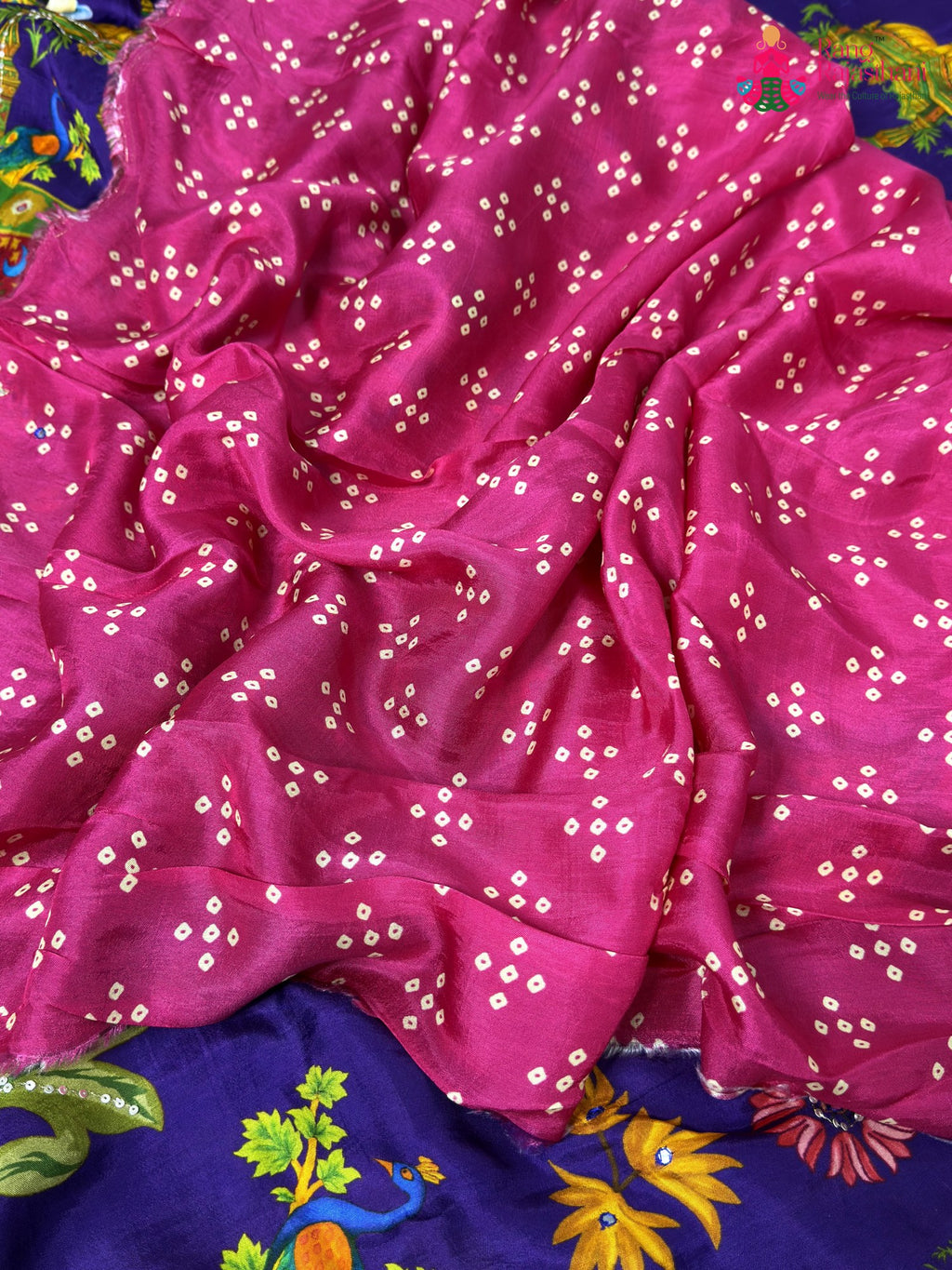 border detailing of purple pure russian silk sequin saree