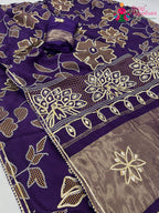 purple pure Russian silk bandhani saree for wedding guest wear by Rang Rajasthani