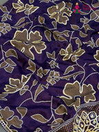 close up view of purple pure russsian silk bandhani saree