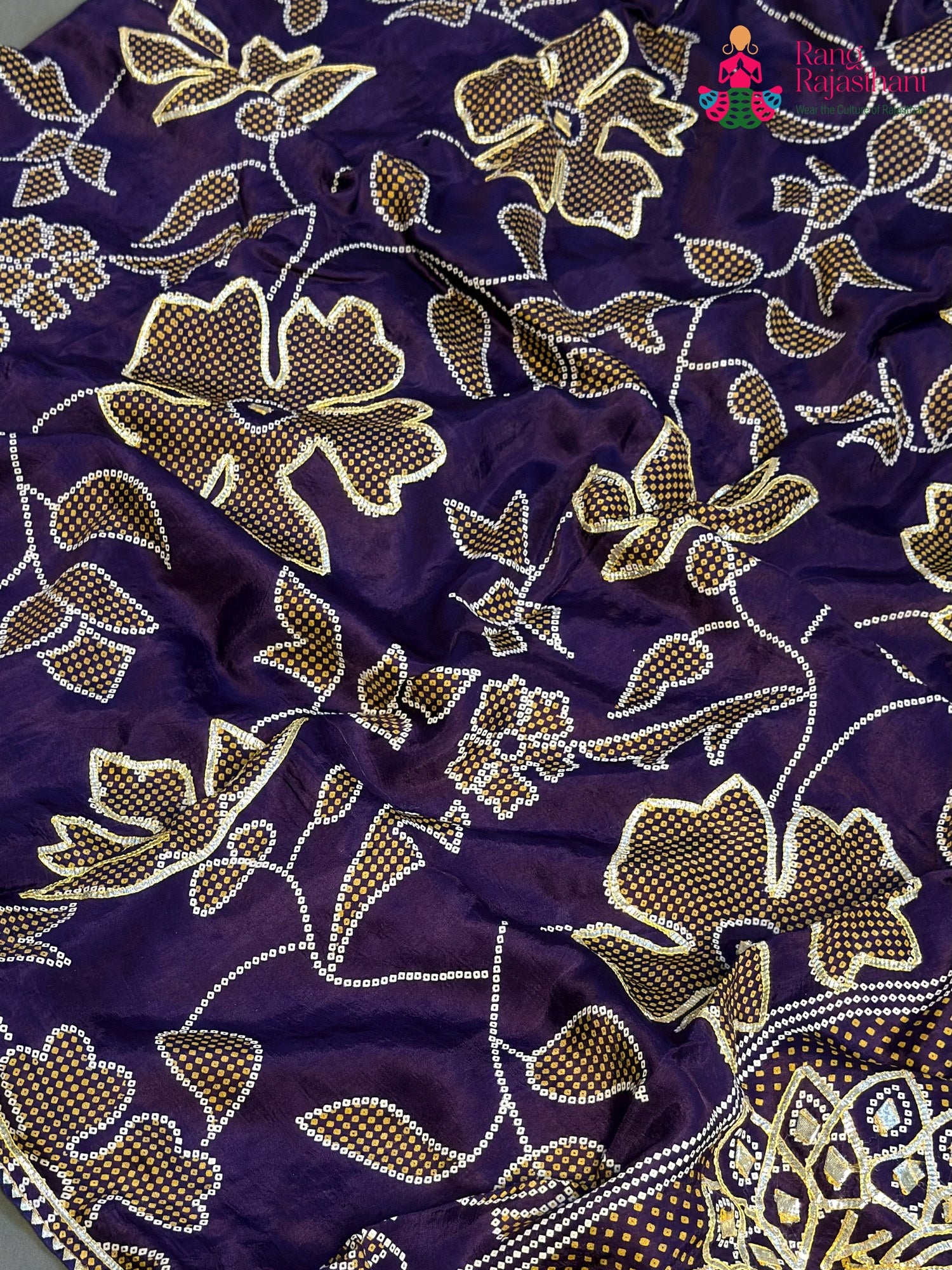 Purple Pure Russian Silk Bandhani Chunri Saree for Wedding Guest | Premium Collection