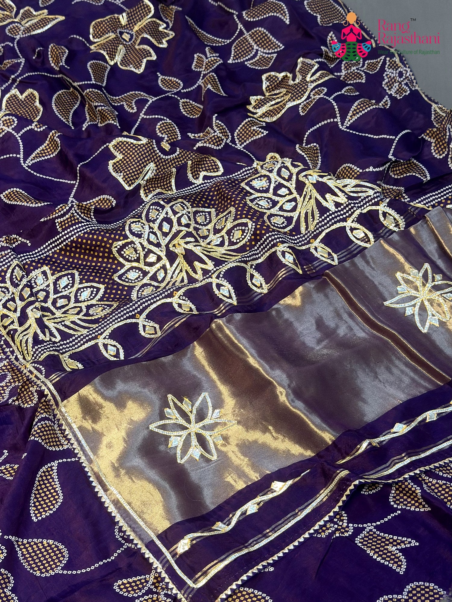 Purple Pure Russian Silk Bandhani Chunri Saree for Wedding Guest | Premium Collection