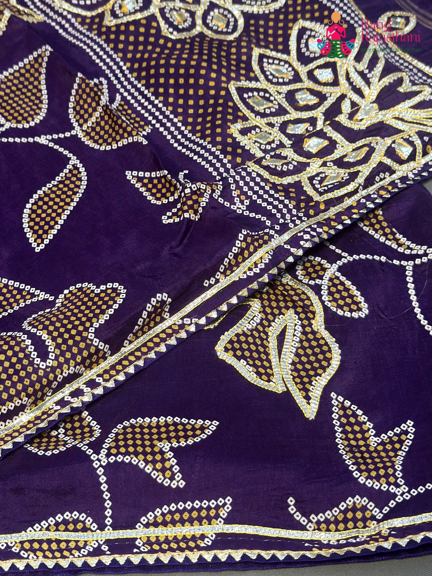 Purple Pure Russian Silk Bandhani Chunri Saree for Wedding Guest | Premium Collection