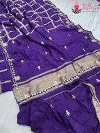 purple pure Russian silk gota patti saree for wedding guest wear by Rang Rajasthani
