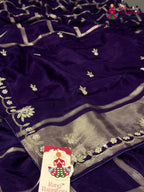 Purple Pure Russian Silk Gota Patti Gharchola Saree for Wedding Guest | Designer Collection