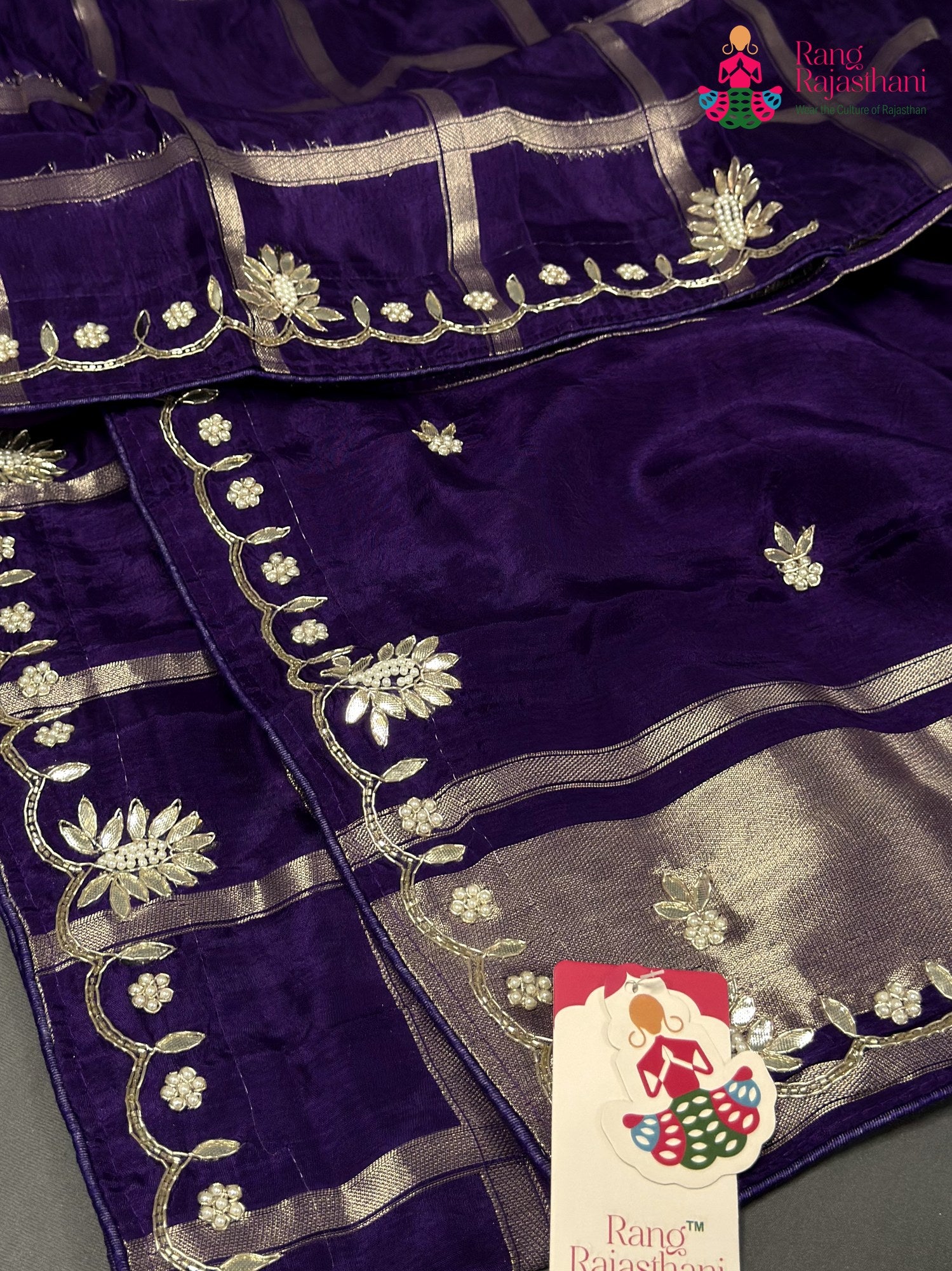 Purple Pure Russian Silk Gota Patti Gharchola Saree for Wedding Guest | Designer Collection