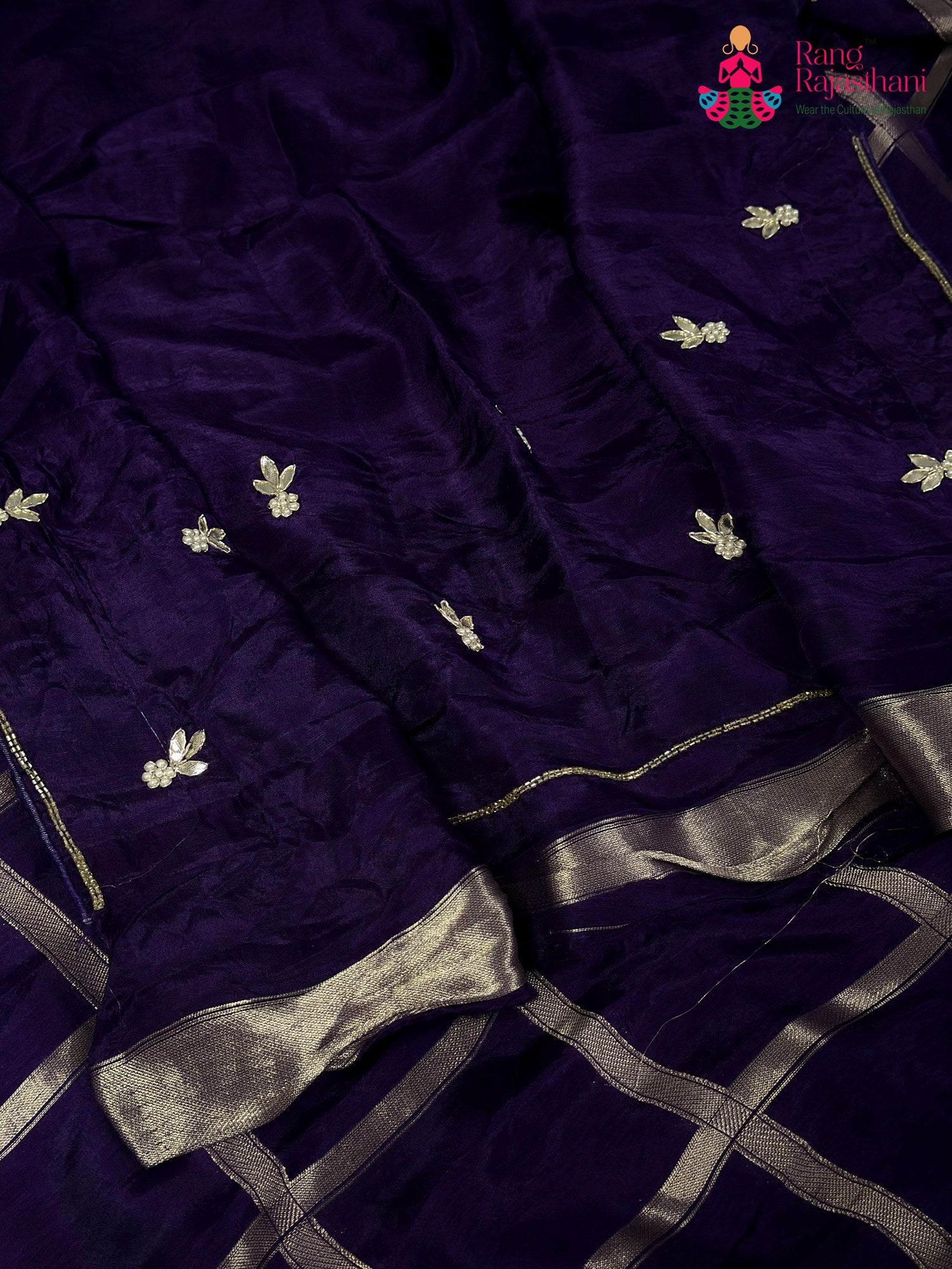 Purple Pure Russian Silk Gota Patti Gharchola Saree for Wedding Guest | Designer Collection