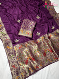 Purple Pure Russian Silk Hand Embellishment Saree for Wedding Guest | Ethnic Luxe