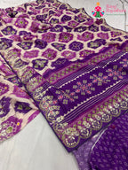 Purple Pure Russian Silk Mirror Work Saree : Subtle Spark